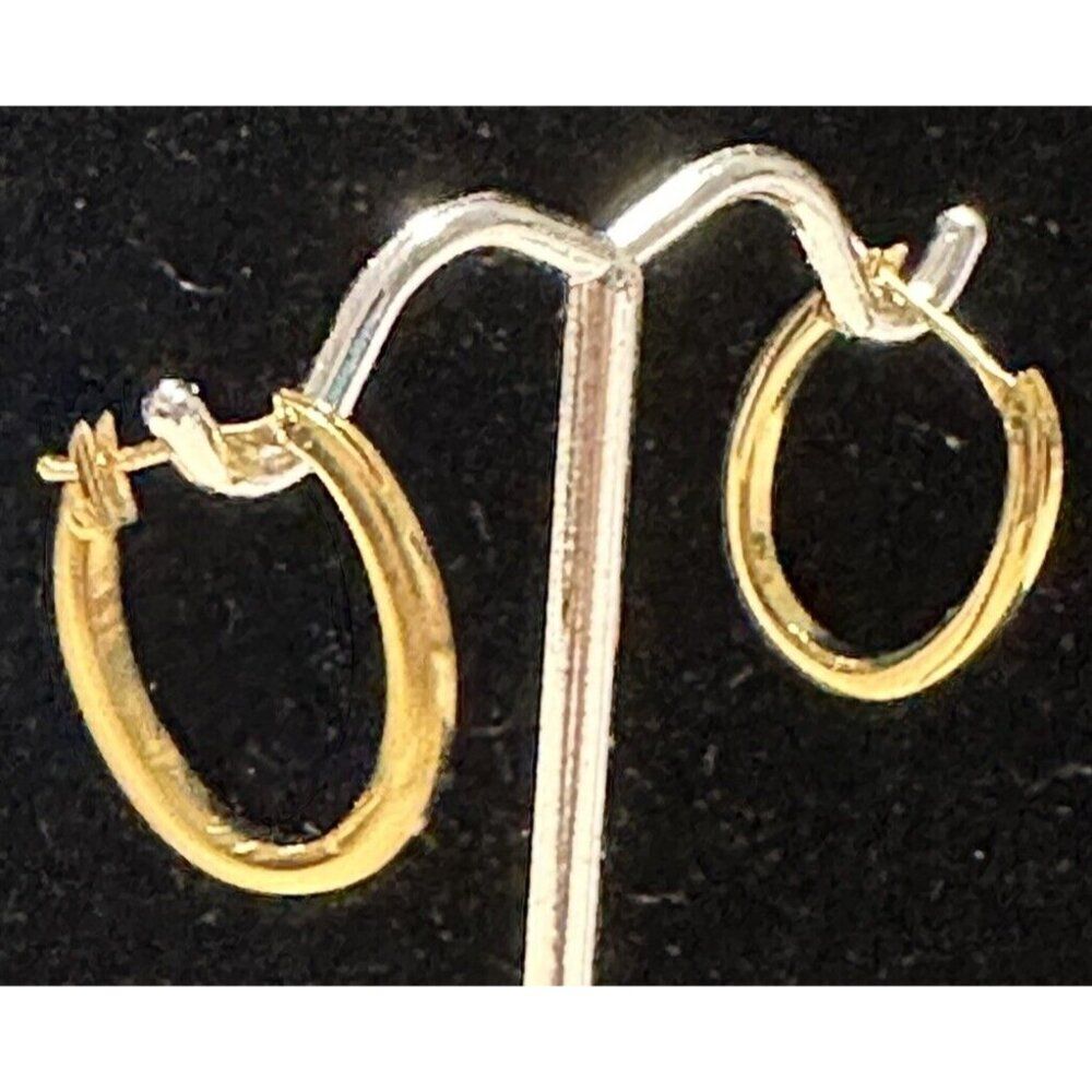 VTG Signed MONET Gold Tone Drop Dangle Hoop Earrings Hinged Earwire